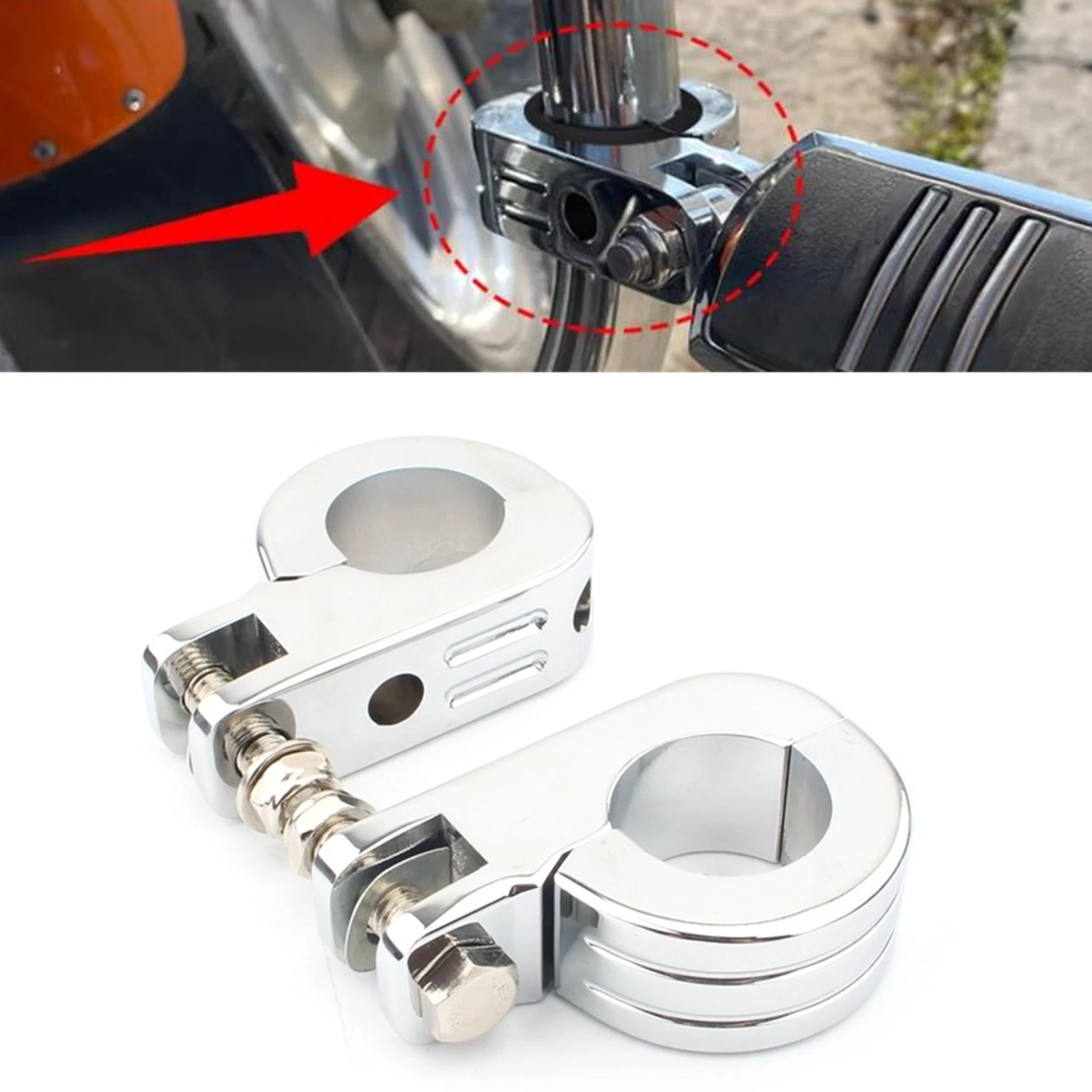 

For Harley Dyna ( 38MM/32MM Engine Guard Bar ) Foot Peg Mount Clamp Bracket Padal Rest Fixed Trestle Support