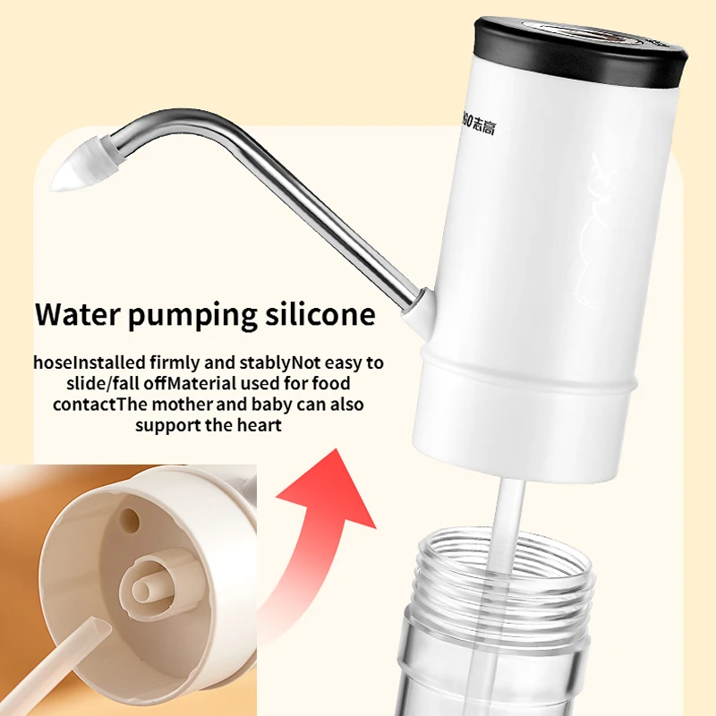 Wysokiej jakości pompa elektryczna gospodarstwa domowego ze stali nierdzewnej do pokoju salonu USB do wielokrotnego ładowania pompy jedno kliknięcie dozownik do wody czarny