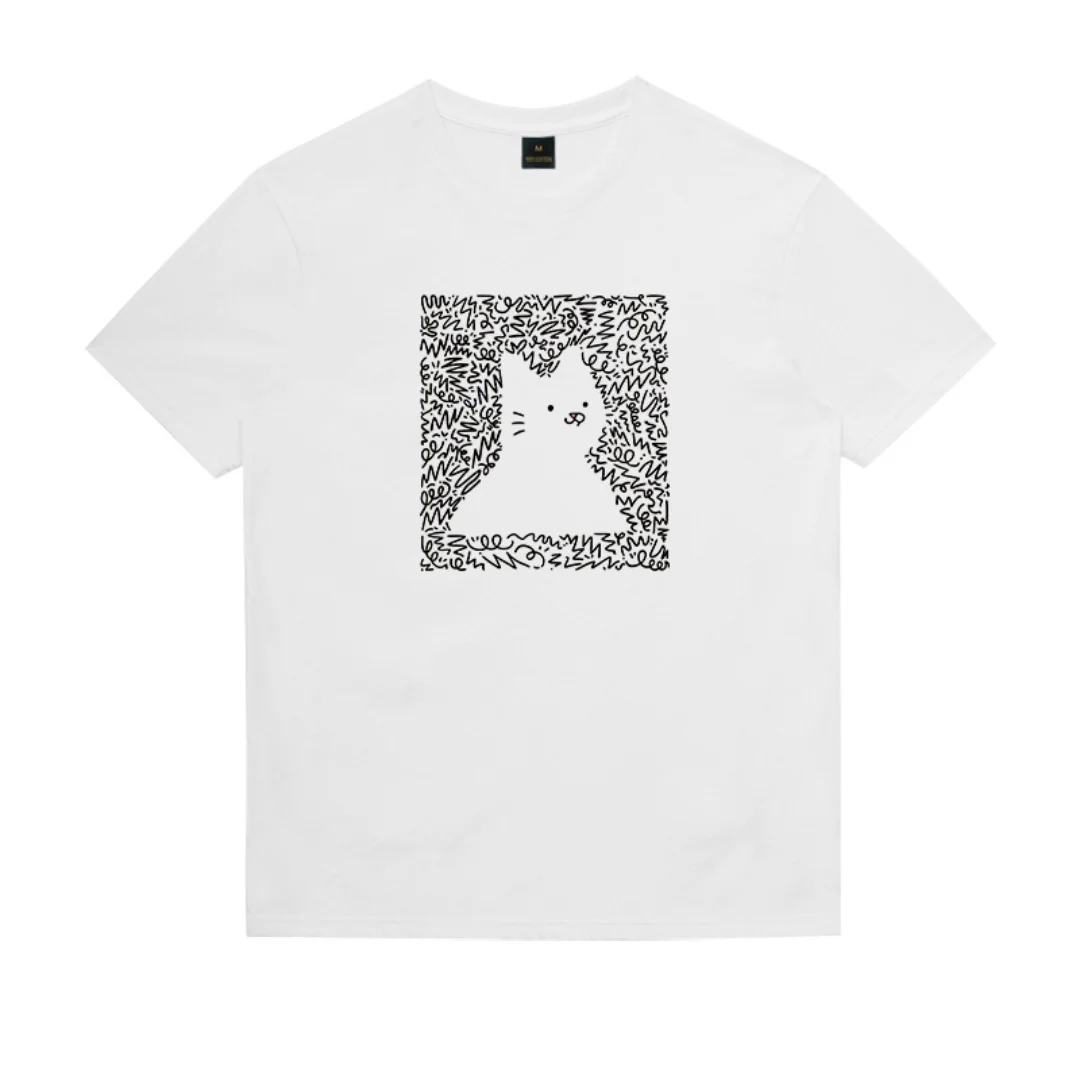 لطيف القط تحت عنوان تي شيرت للرجال والنساء الصيف موضة الرياضة القطن الخالص تي شيرت رجالي ملابس الأطفال المحملة Y2k امرأة