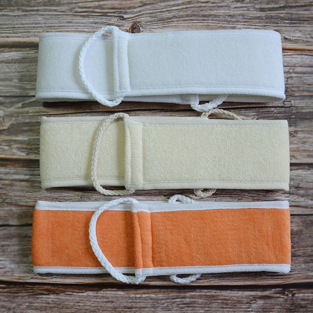 

1 Set Long Back Scrubber Strip Natural Loofah Bath Ball Body Exfoliating Towel For Deep Cleaning Durable Bathroom Use Beige