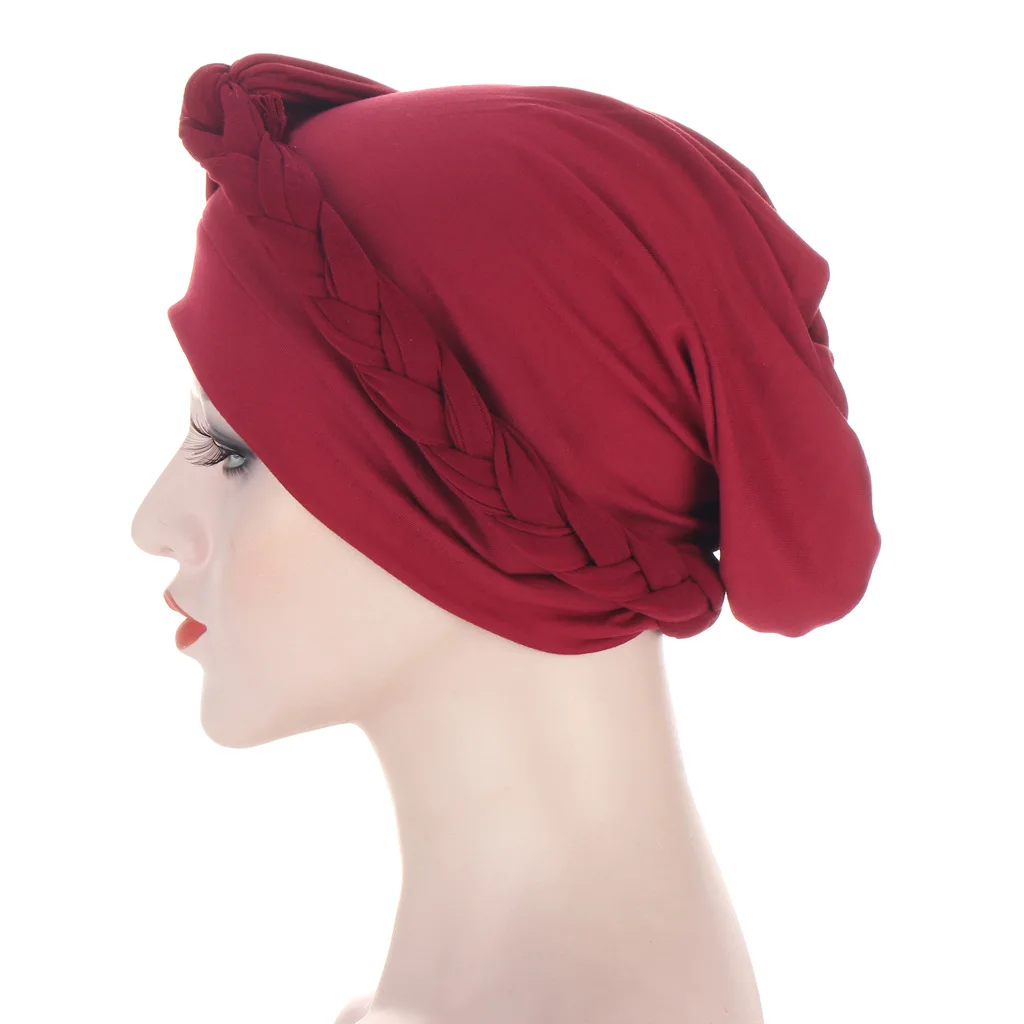 Muslim Women Hijab Solid Color Braid Turban for Islamic Ramadan Women Clothing Inner Hijabs for Female Party Elegant Caps