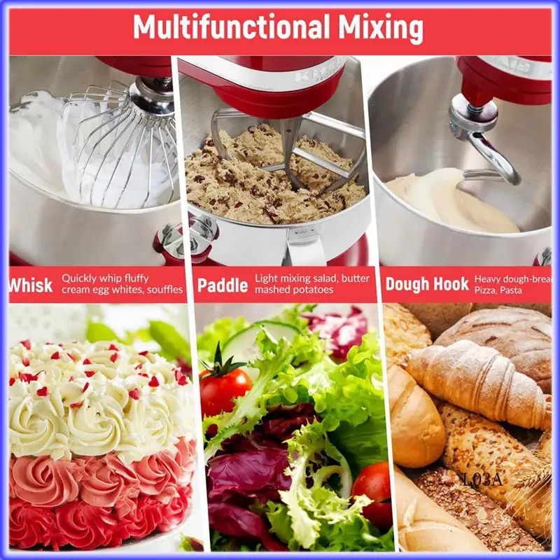 

RM-для миксера Kitchenaid, 6 QT, крючок для теста K256WW, проволочный хлыст и лопатка с плоским лезвием, насадки для миксеров из нержавеющей стали