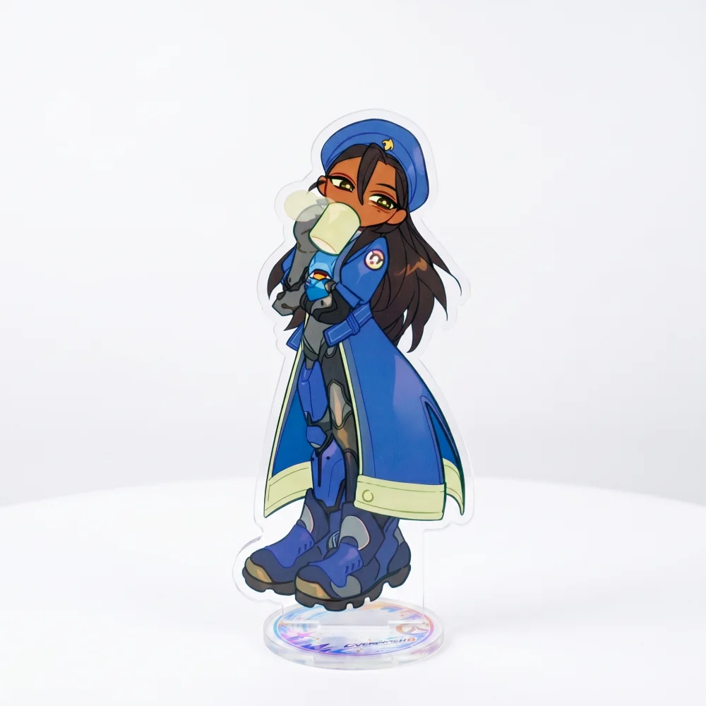 Overwatch 2 Game 15cm Acrylic Stand Keychain Tracer Mercy Chibi Double Sided HD Kawaii Collectible Desk Decor Fan Gift view 4