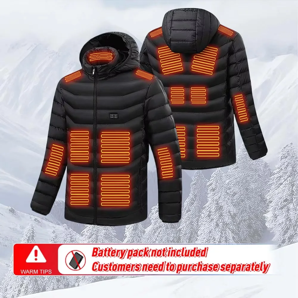 15 منطقة الشتاء سترة قطن ساخنة للرجال/النساء USB الكهربائية سحاب أكمام طويلة بلاكيت مقنعين معطف القطن ذاتية التدفئة #2