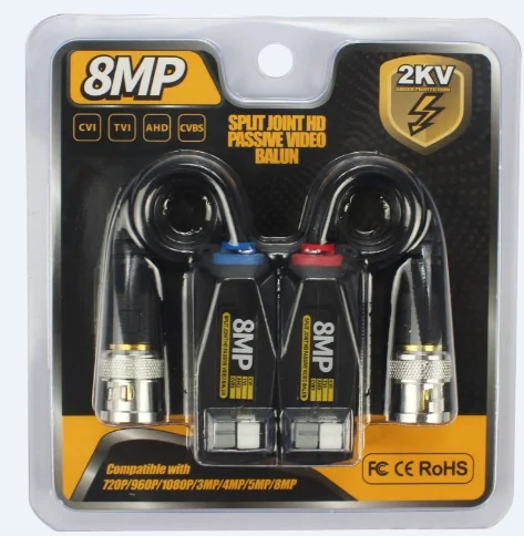 HD 8MP Single Channel Passive Video Balun for TVI CVI AHD CCTV Camera