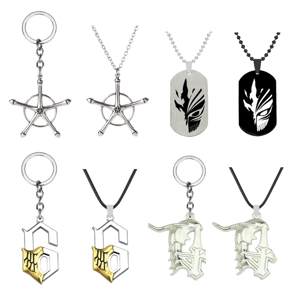 Bleach Necklace Quincy Ishida Uryuu Cosplay Ginrei Gojiaku Amulet Alloy Choker Chain Keychain Pendant Jewelry Gifts