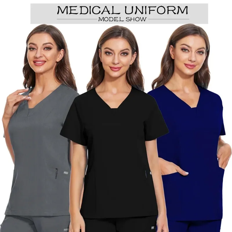 Blouse de jogging à manches courtes pour femmes, uniforme de travail en Y pour médecins, Économie de clinique, vêtements d'agence de toilettage pour animaux de compagnie