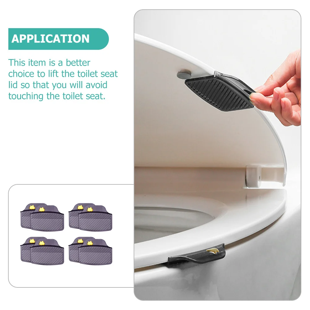 

4Sets Lavatory Cover Lifters Premium Material Firmly Fixed Quick Installation Household Toilet Lid Lifters Toilet Cover Handle