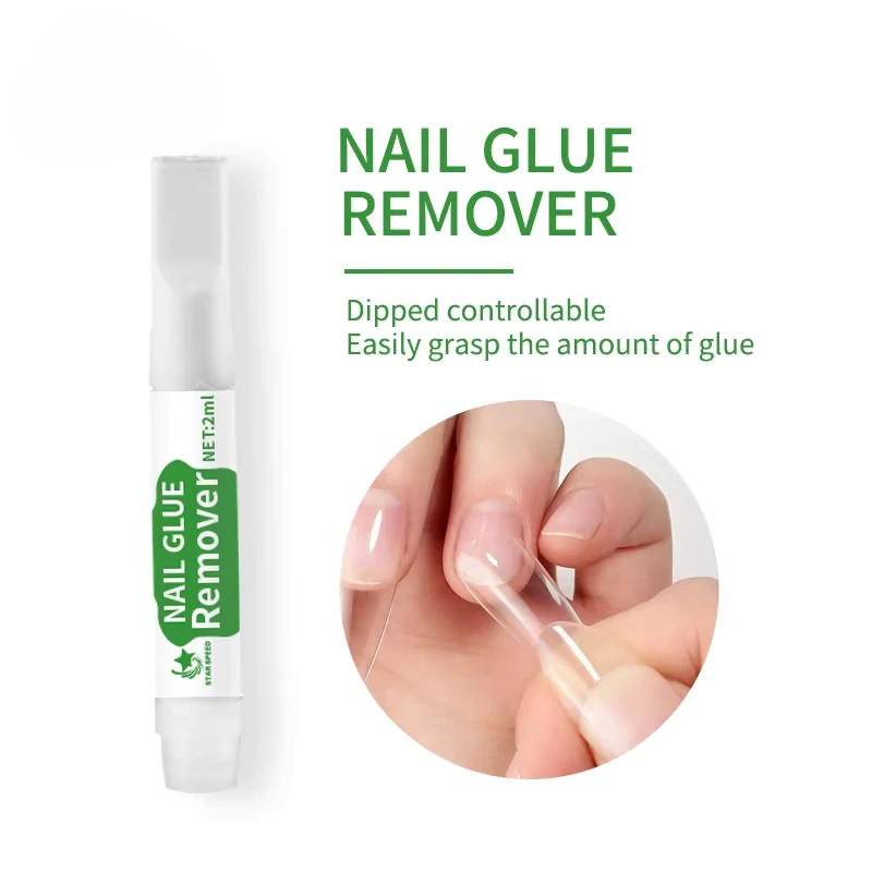 100pcs/box 2ml Remover of Nail Glue for Press on Nails Fast Removal of False Nail Tips Odorless and No Hurt to Fingernails