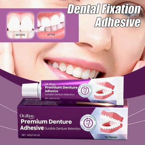 Adhesivo de fijación Dental, ajuste Natural, fijación cómoda, pegamento profesional para dentaduras postizas, previene el aflojamiento de la dentadura, adhesivo fijo