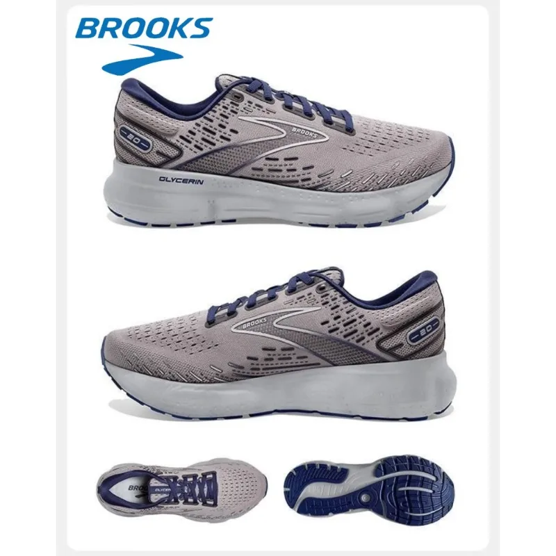 Brooks Glycerin 20 Running Shoes DNA LOFT V3 Nitrogen Infused Cushioning Suitable for Long Distance Jogging and Daily Commuting
