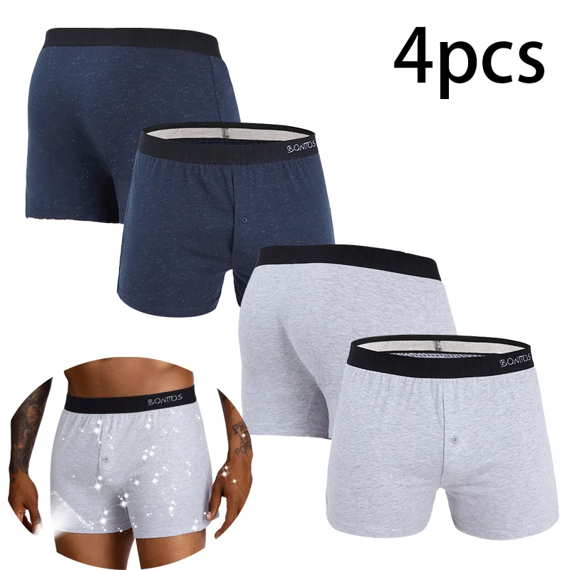 4Pcs-Men's Panties Cotton Boxershorts Reflective Comfortable Brand Shorts Man Underwear Homme Hot Men Underpants Kener Trunks