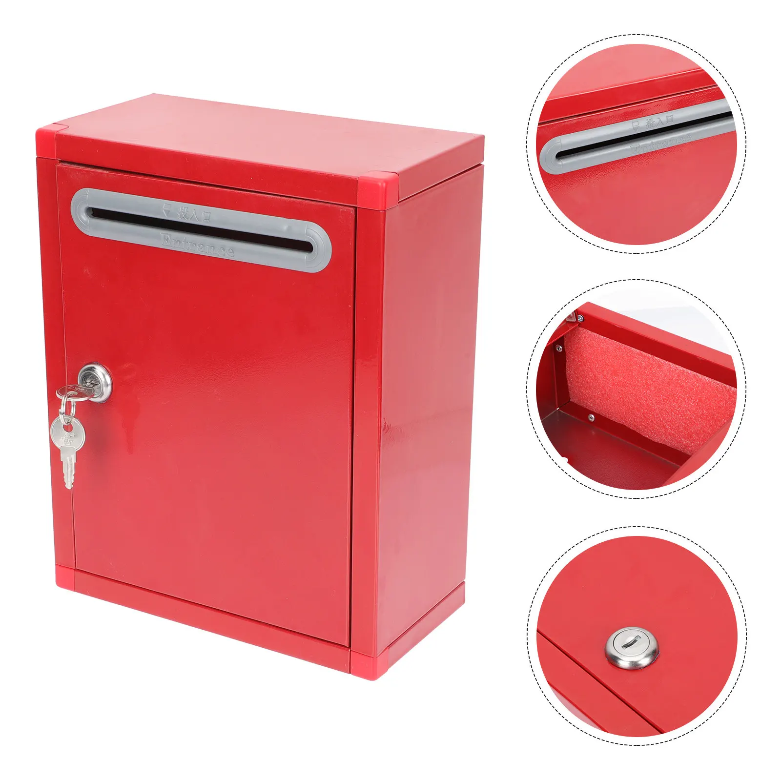 

Stainless Steel Donation Large Capacity Lockable Suggestion Complaint Mailbox Fundraising Voting Storage Box for Office School