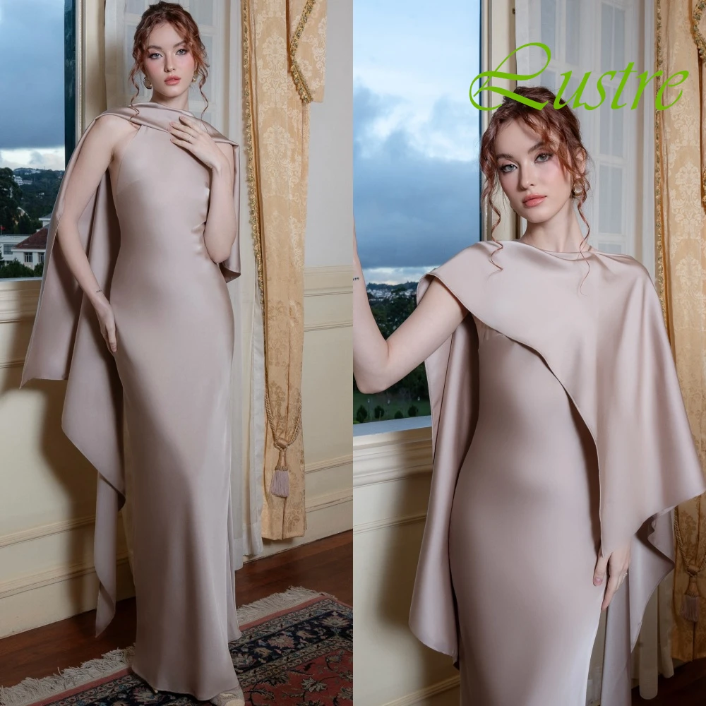 Customized Classic Halter Sleeveless Evening Dress High Quality Satin Prom Dresses Temperament Ruched Bridal Party Gowns