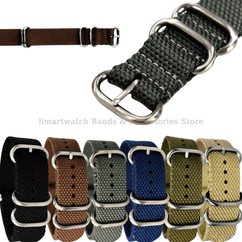 20mm 22mm Nylon Cotton Watch Strap for Seiko for Huawei GT2/GT3 Universal Bracelet Braided Wrist Band Sport Retro Military Strap