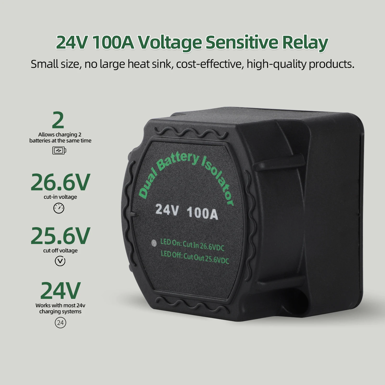 Voltage Sensitive Split Charge Relay VSR 24V 100A Smart Dual Battery Isolator For Car RV\'s Boat Marine Camper Truck