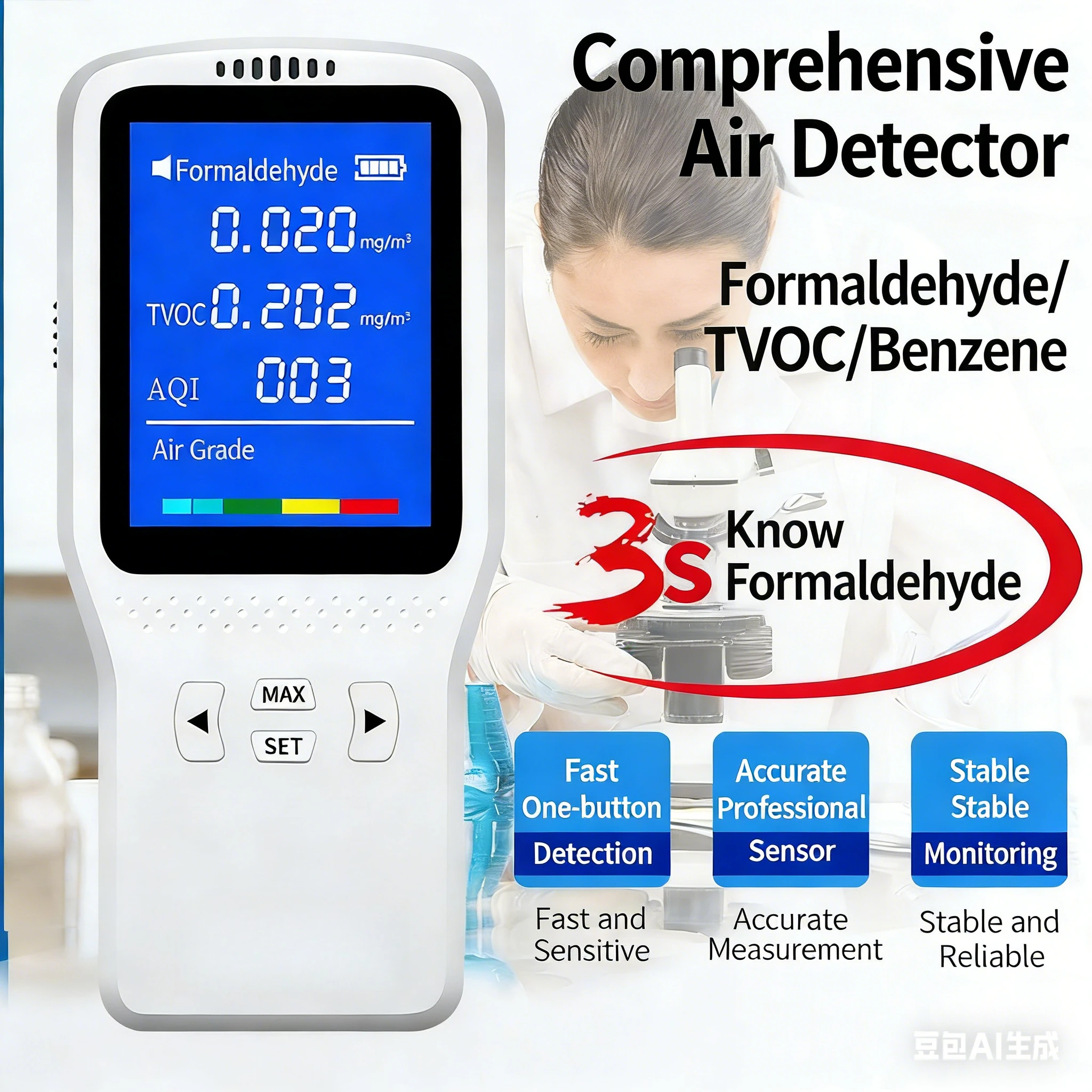 High precision formaldehyde detection instrument for professional household indoor air quality testing of formaldehyde