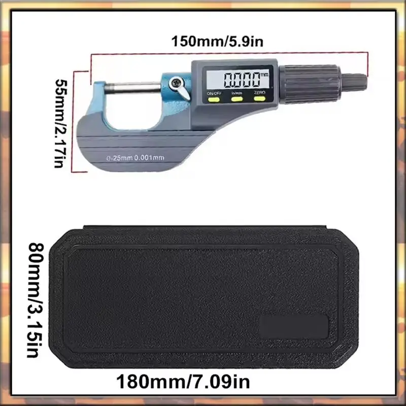 AS59 0.001Mm Mikrometer OD Elektronik 0-25Mm Mikrometer Digital Alat Ukur Ujung Karbida Mikrometer Pengukur Kaliper