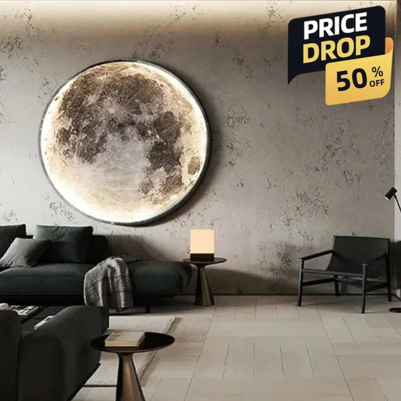 

Creative Modern Moon Led Wall Lamp Creative Mural Living Room Background Wall Bedside Wall Light Decoration Lamp Minimalist Art