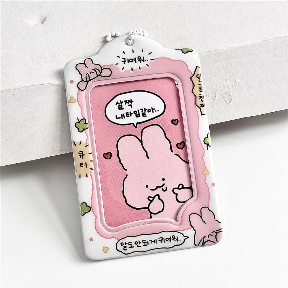 Funda de tarjeta de dibujos animados de conejo Kawaii INS, funda protectora de dibujos animados de estilo coreano, funda protectora para tarjeta de identificación para mujer