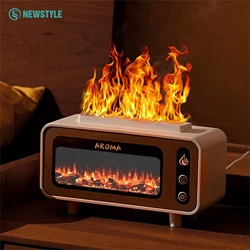 Vintage Fireplace Night Lights Simulation Flame Humidifier Home Desktop Aromatherapy Oil Diffuser Winter Christmas Creative Gift