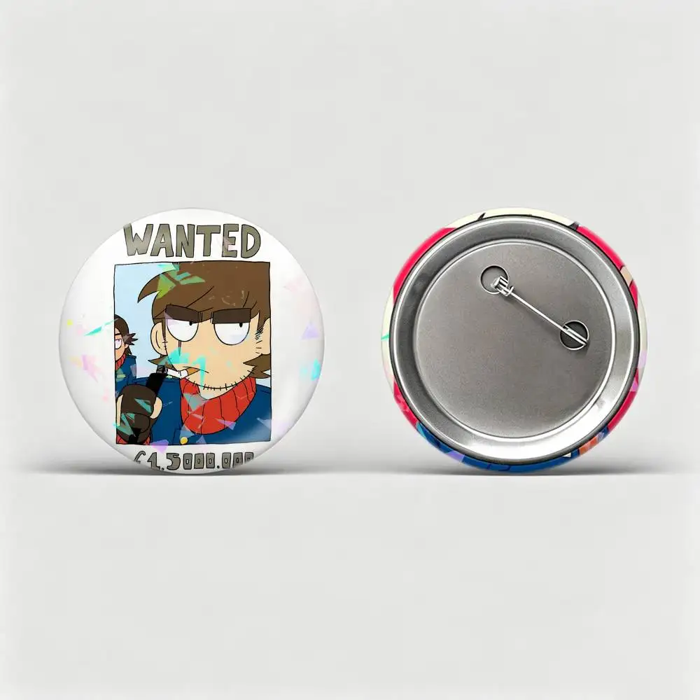 E-Eddsworld P-Paul  Badges Creative Tinplate Round Button PinsBrooch Badge Clothes Backpack Custom