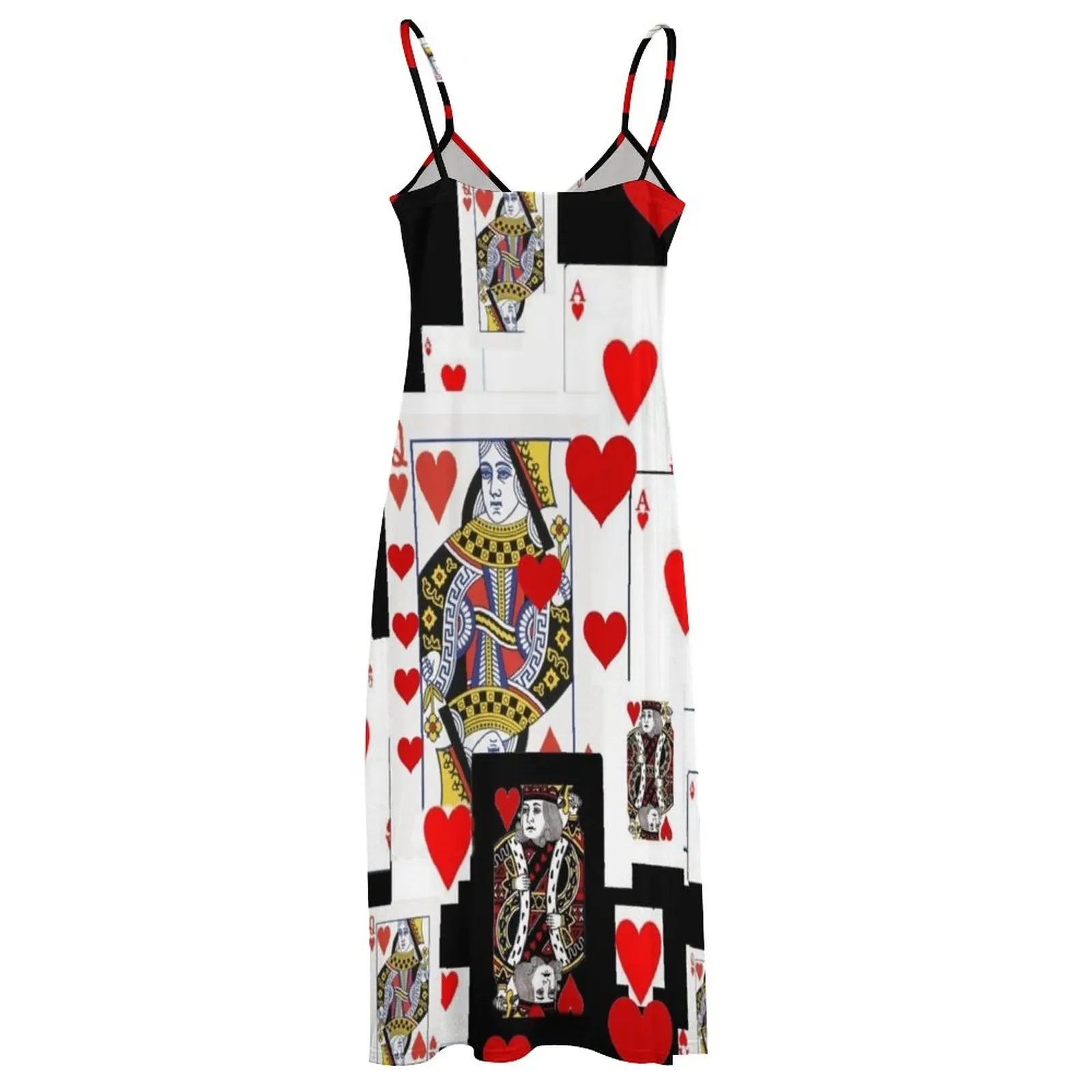 BLACK COLOR ROYAL COURT CASINO RED HEARTS CARDS Sleeveless Dress Party dresses for women dress korean style summer women\'s suit