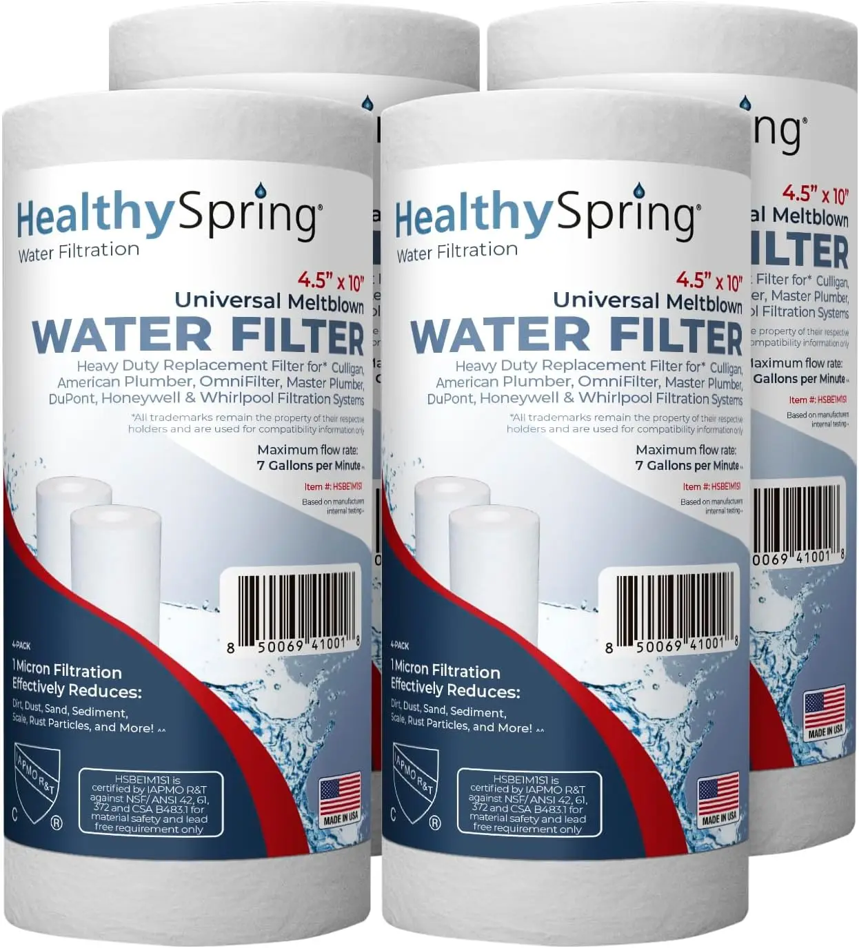 

Картридж для фильтра воды для всего дома, 1 микрон, 10x4.5, сменный, сделано в США, 4 штуки в упаковке