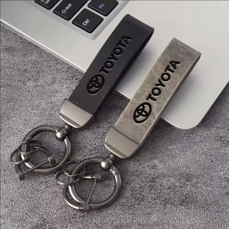 الجلود سيارة المفاتيح مفتاح سلسلة المفاتيح قلادة حامل اكسسوارات لتويوتا كورولا بريوس يارس Rav4 CHR Aygo هايلكس رايز كامري #6