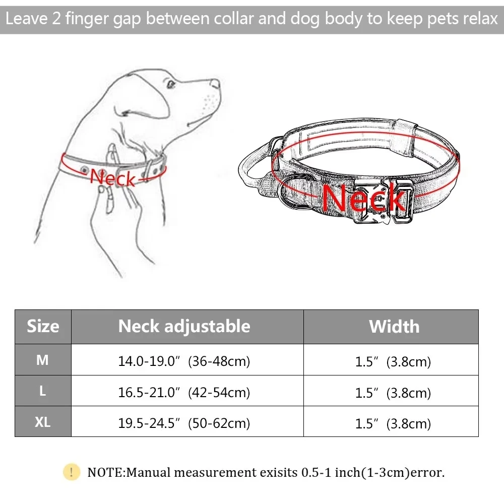 Collare per cani tattico della polizia militare regolabile Duarable Nylon German Shepard per accessori per animali domestici da addestramento a