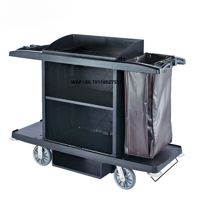GNF Hotel Multifunctional Plastic Housekeeping Trolley Room Service Cleaning Maid Cart with Door