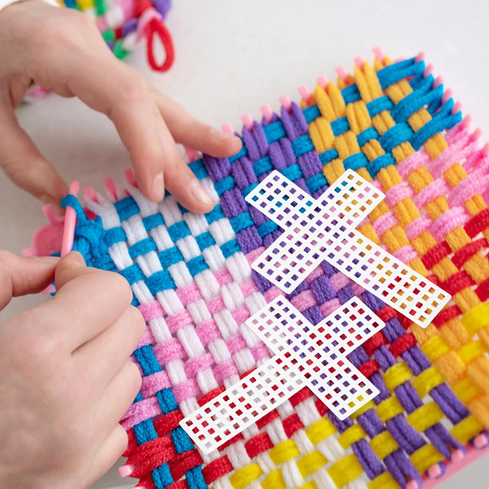 

20pcs Children Weaving Grid Plastic Mesh White Sheets for Crafts Lightweight Durable Cross Design Knitting Projects DIY Fun