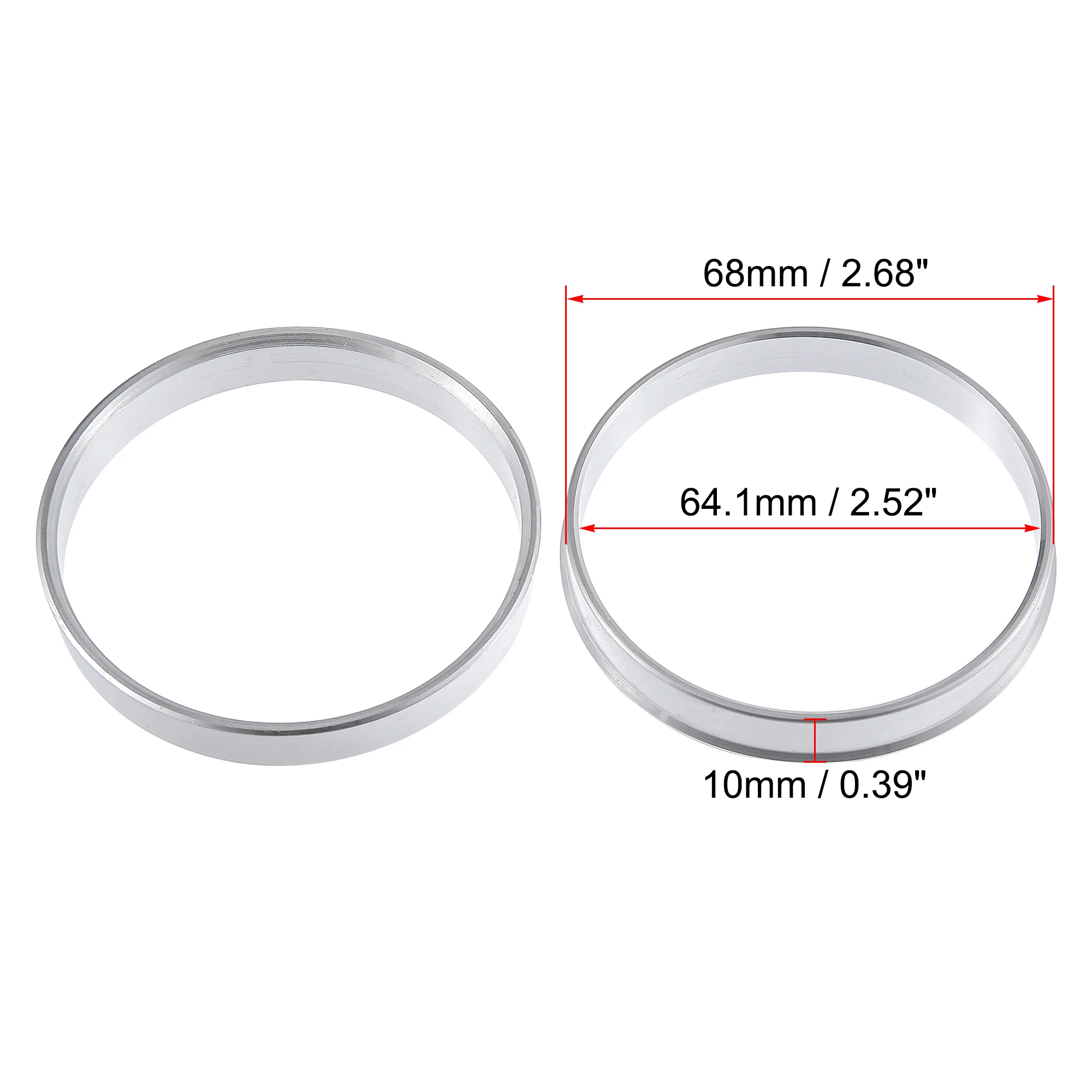 UXCELL 4 Stück Außendurchmesser 78,1 mm 68 mm 66,1 mm auf Innendurchmesser 64,1 mm 65,1 mm 57,1 mm Aluminiumlegierung Auto Auto Hub Zentrische Ringe Radbohrung Mittelabstandshalter – Detail 4