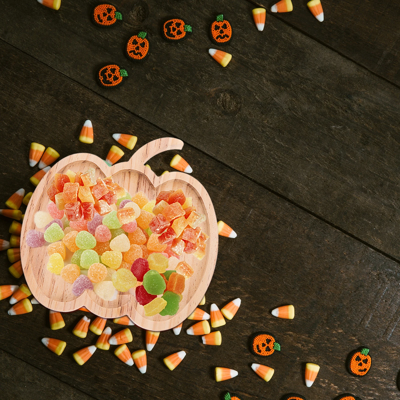 

Fruit Dish Pumpkin Wooden Dinner Plate Travel Snack Circle Text Halloween Plates