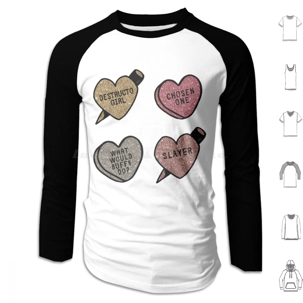 Buffy Summers Glitter Hearts Buffy S Hoodie cotton Long Sleeve Buffy The Vampire Buffy Vampire Btvs Buffy Summers