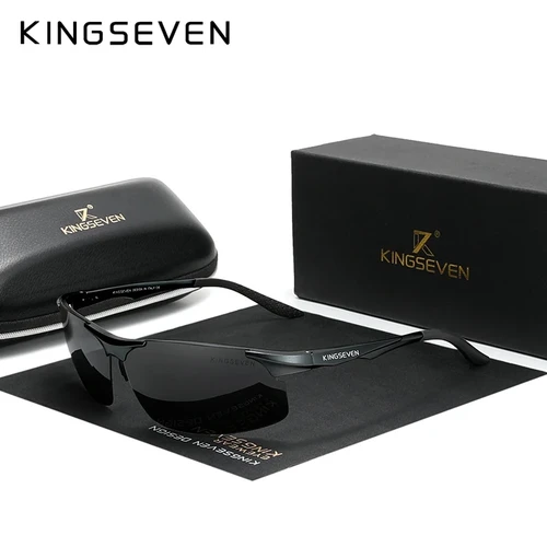 Imagen 2 del producto KINGSEVEN gafas de sol de aluminio para hombres lentes de espejo de conducción UV400 gafas polarizadas ciclismo uso deportivo gafas de alta calidad
