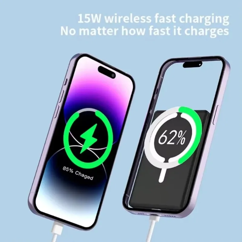 

Тонкий внешний аккумулятор 20 Вт 5000 мАч с магнитной беспроводной зарядкой, портативный повербанк для быстрой зарядки iPhone 16 15 14 13