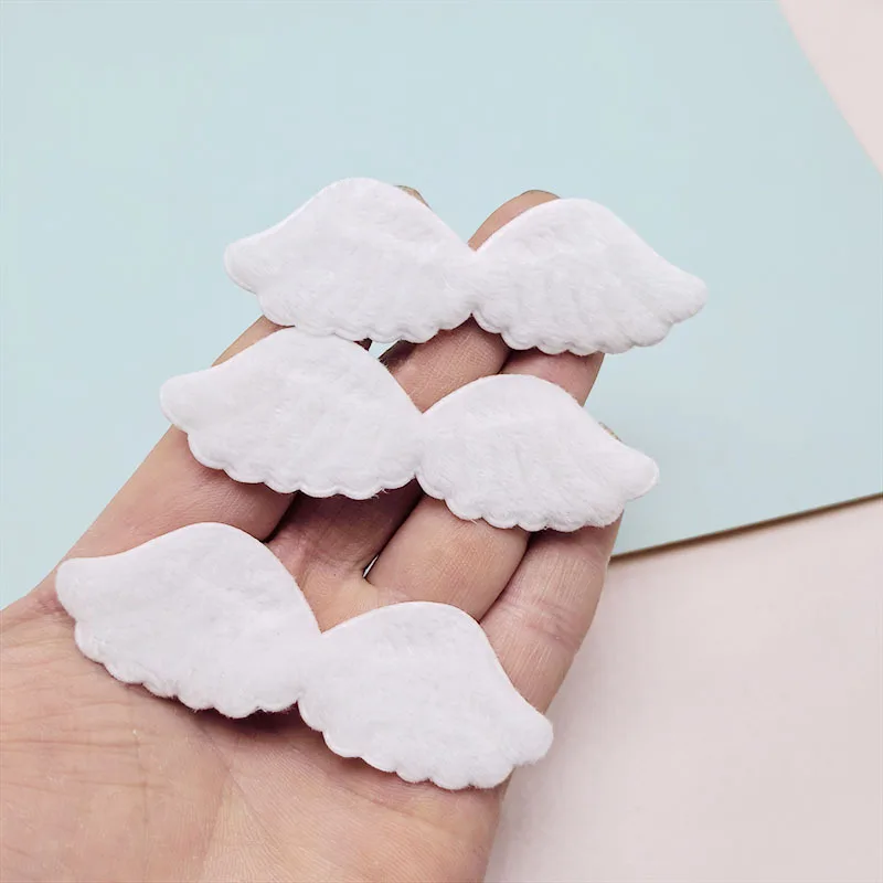 50Pcs 7.5x2.5CM White Angel Wing Padded Applique For Children\'s Headband Hair Clip Accessories Hats Decoration Patches