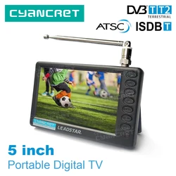 LEADSTAR D5 Taşınabilir TV Cep TV 5 Inç DVB-T2 TDT DTT Dijital ve Analog Mini Küçük Araba Televizyon Desteği USB TF AC3