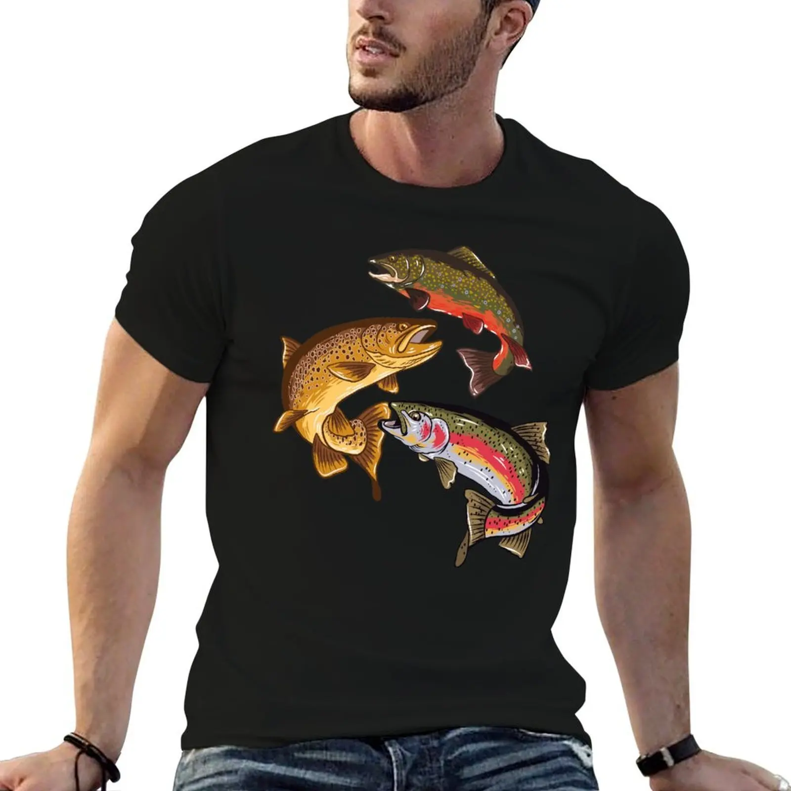 

Fly Fishing Trout Tribute T-Shirt man t shirt luxury cotton tshirt 100% man t shirt cotton high quality T-shirt