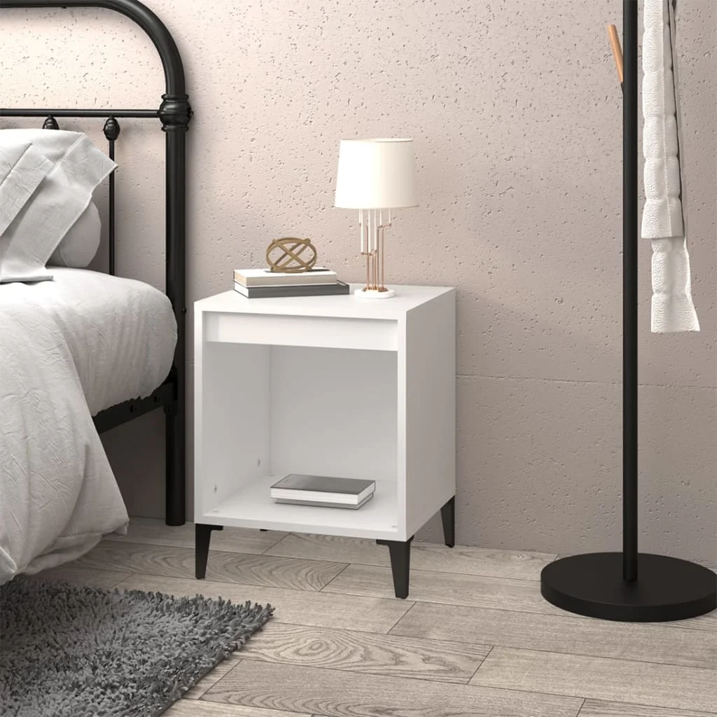 White Nightstand 40x35x50 Cm Small Bedside Coffee Sofa Tea Table Storage Closet Open Compartment Multi-Layer Storage Cabinet