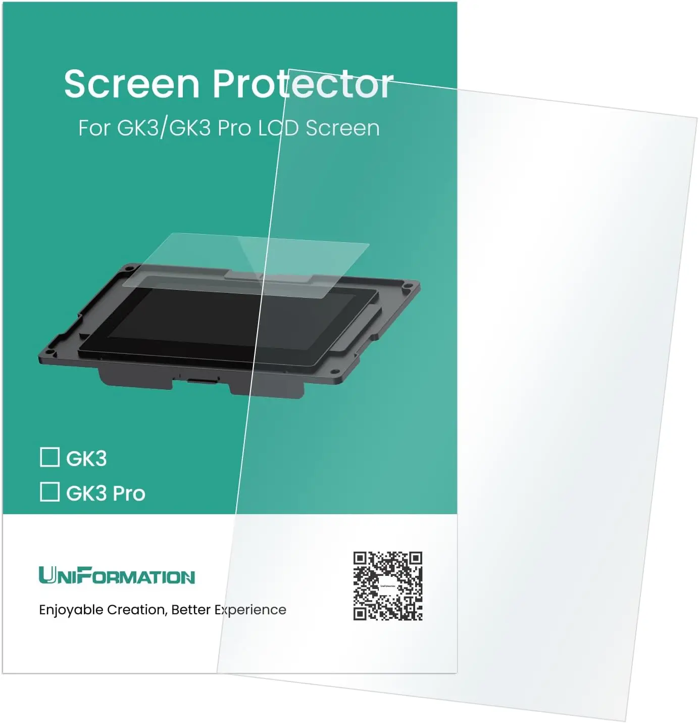 Uniformation GK3 Series LCD Screen Protector, High Transmittance Protective Film Dust Resistant LCD Protection Sheet