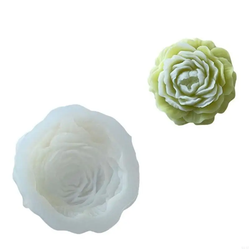 91AF Stereo Peony Flower Gypsum Silicone Mold Resin Epoxy Halloween Crafts DIY Ornament Jewelry Making Tool