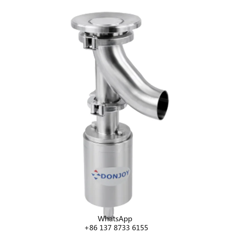 DONJOY Sanitary Stainless Steel 304 316L Pneumatic Elbow Type Spool Shrink Tank Bottom Valve EPDM Chemical Beverage