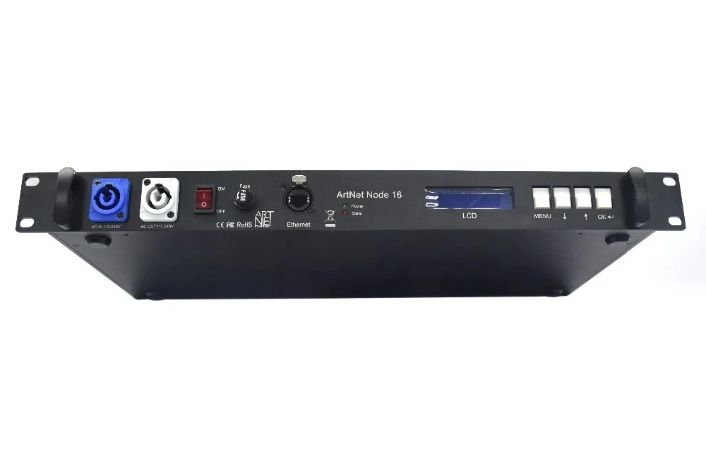 Art-Net Compatible DMX Node 16 Universe 8192 Channels Ethernet to DMX512 Interface for Stage LED Lighting