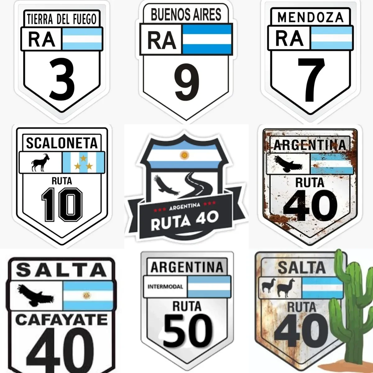 

RA Argentina Flag RUTA 3 7 9 10 40 50 Badge PVC Sticker for Decorate Wall Room Truck Car Bumper Table Off-road Decal Accessories