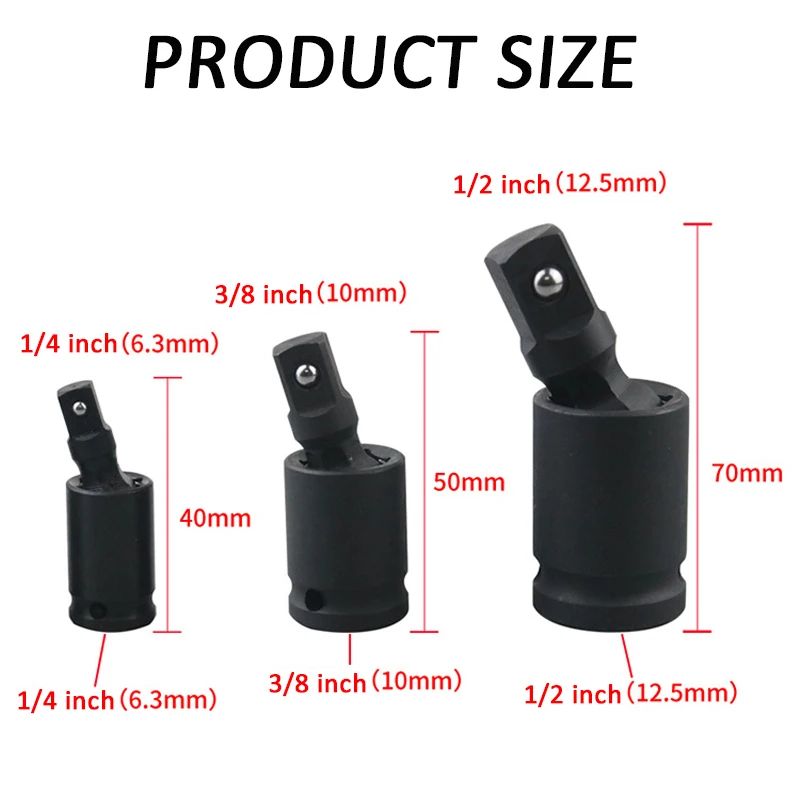 360 Degree Swivel Knuckle Joint Air Impact Wobble Retractable Universal Socket Adapter Hand Tool Wrench Accessories 1/2 3/8 1/4