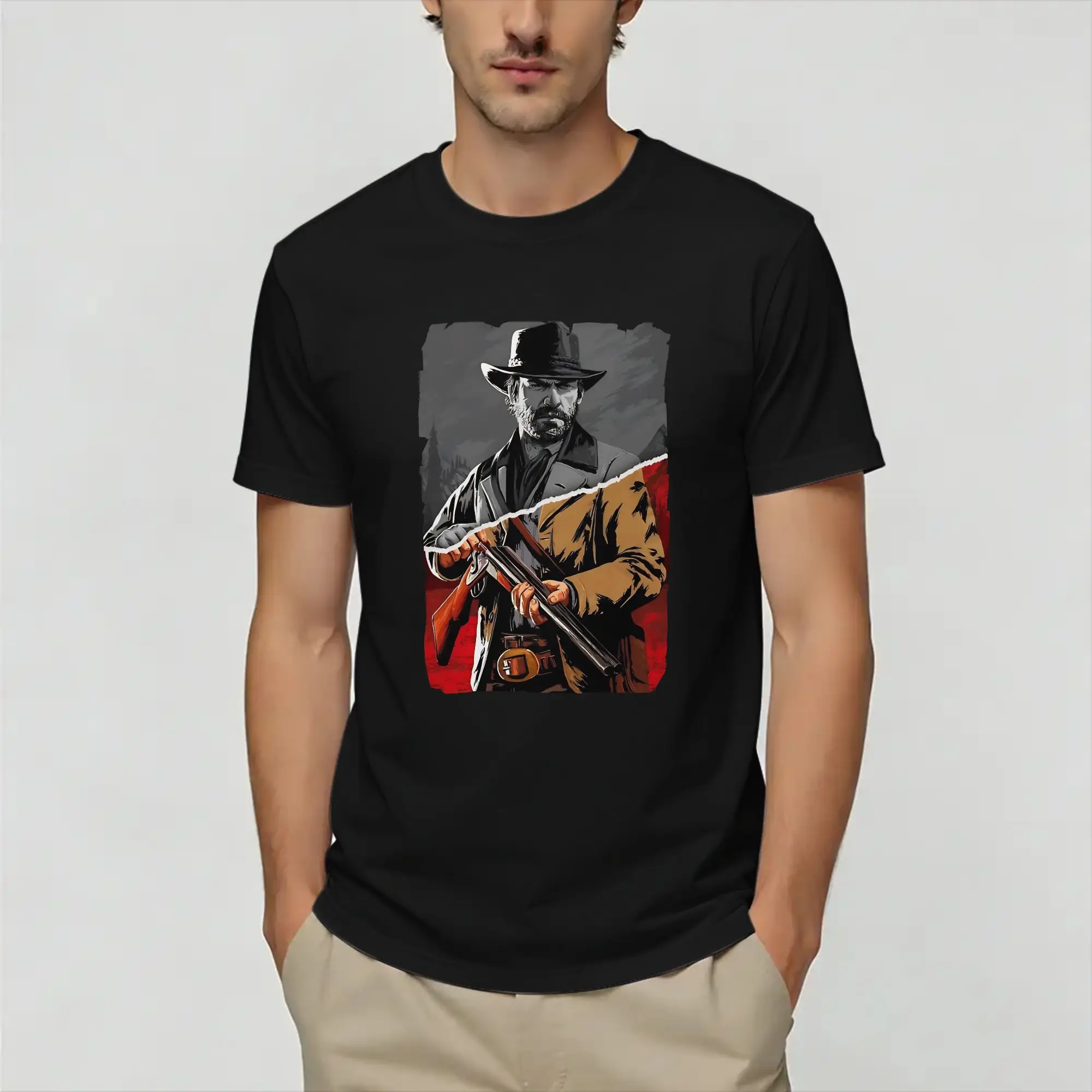 Red Dead Redemptions  T Shirts Men 100% Cotton Vintage T-Shirt Crew Neck  Tee Shirt Short Sleeve Clothing Plus Size