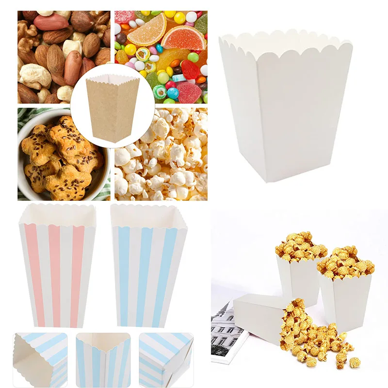 12 عبوة من حاويات الفشار الورقية الصديقة للبيئة، صندوق حلوى لحفلات الزفاف وأعياد الميلاد، مستلزمات زينة للاحتفال بالأطفال