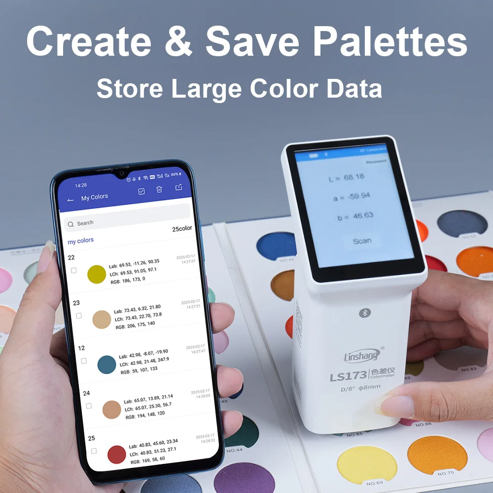 LS173 D/8 Digital Colorimeter Portable Color Meter Handheld RGB Colour Difference Tester for Paint Color Measurement